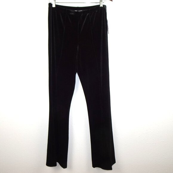 John Mark Velvet Pants Women's Size M Black Pintuck Detail Pull On Flare - Picture 1 of 10
